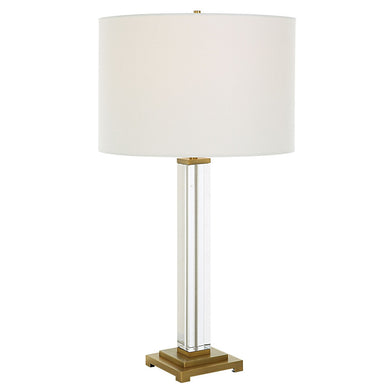 Uttermost - 30237 - One Light Table Lamp - Crystal Column - Antique Brass