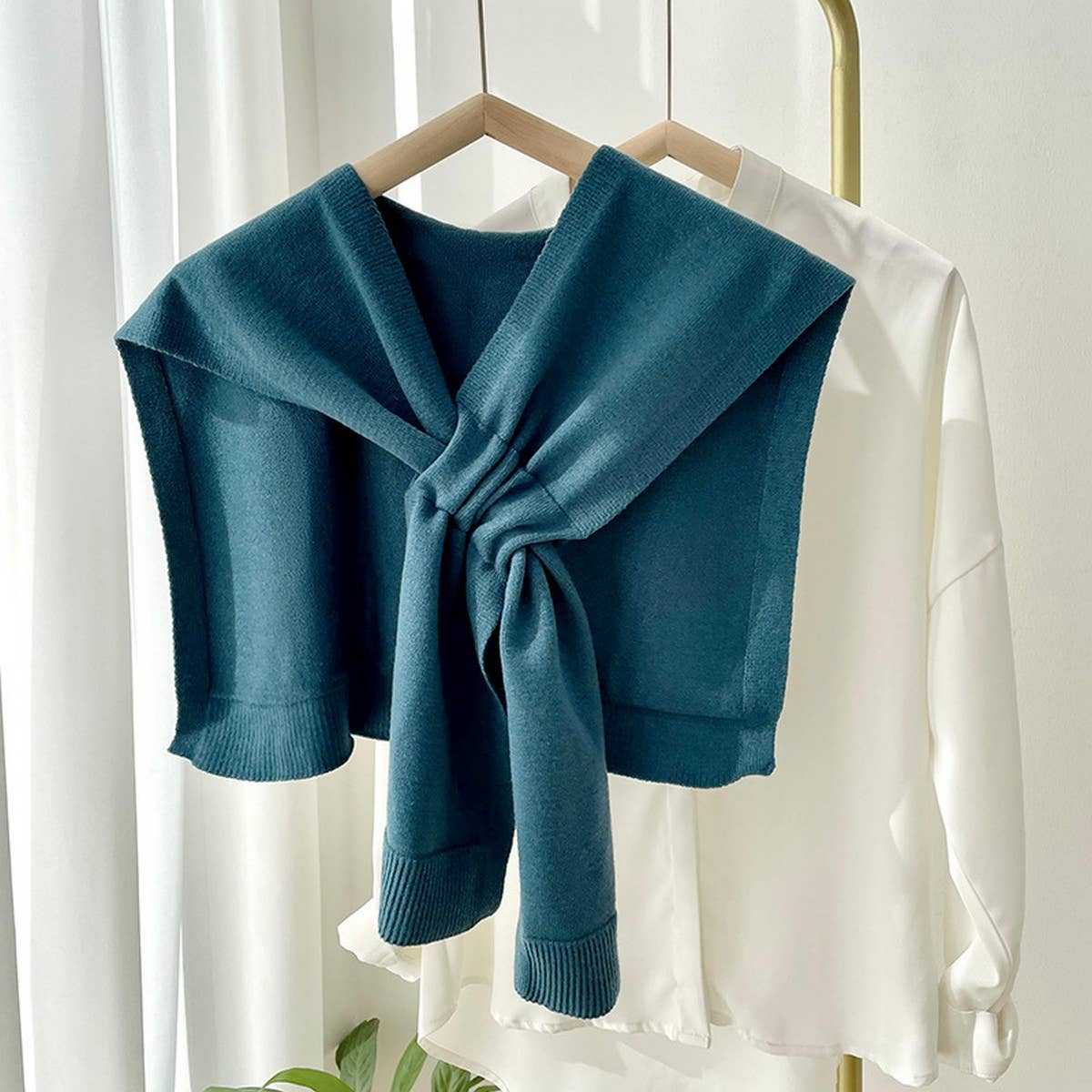 Solid Color Knitted Knotted Shawl–Casual & Cozy _CWASC0757: Beige / (OS) 2