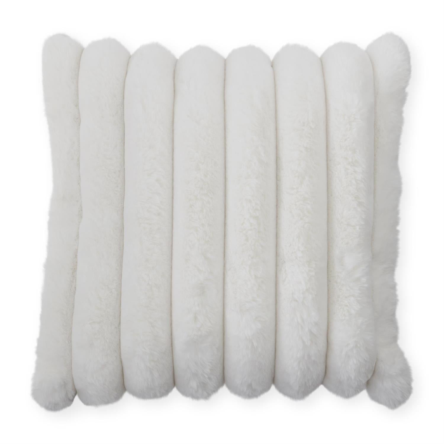 18 Inch Cream Vegan Fur Pillow