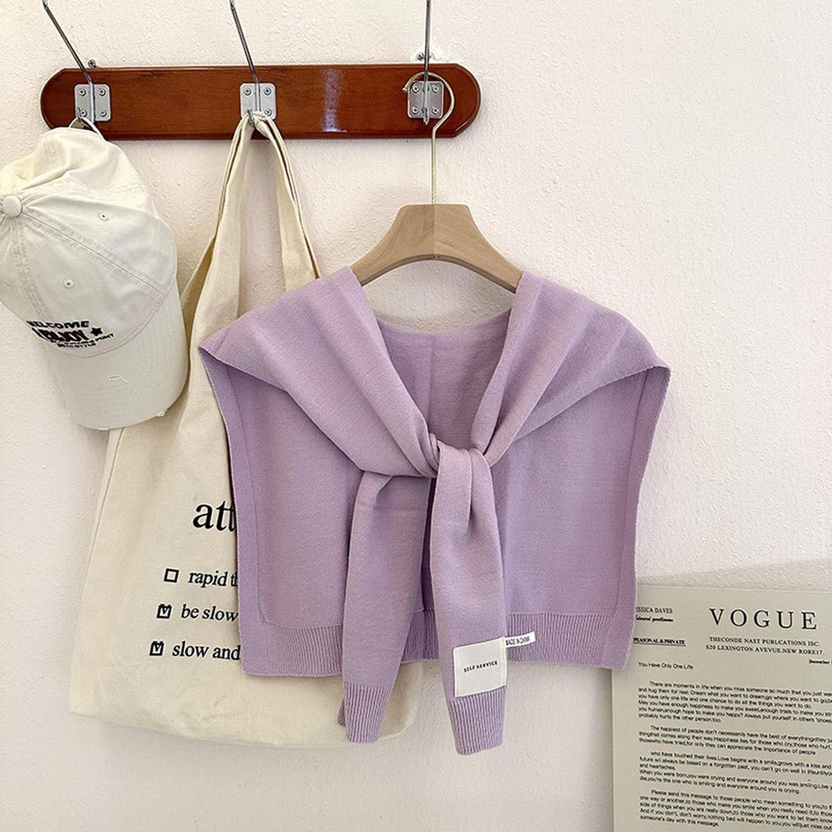 Solid Color Knitted Knotted Shawl–Casual & Cozy _CWASC0757: Beige / (OS) 2