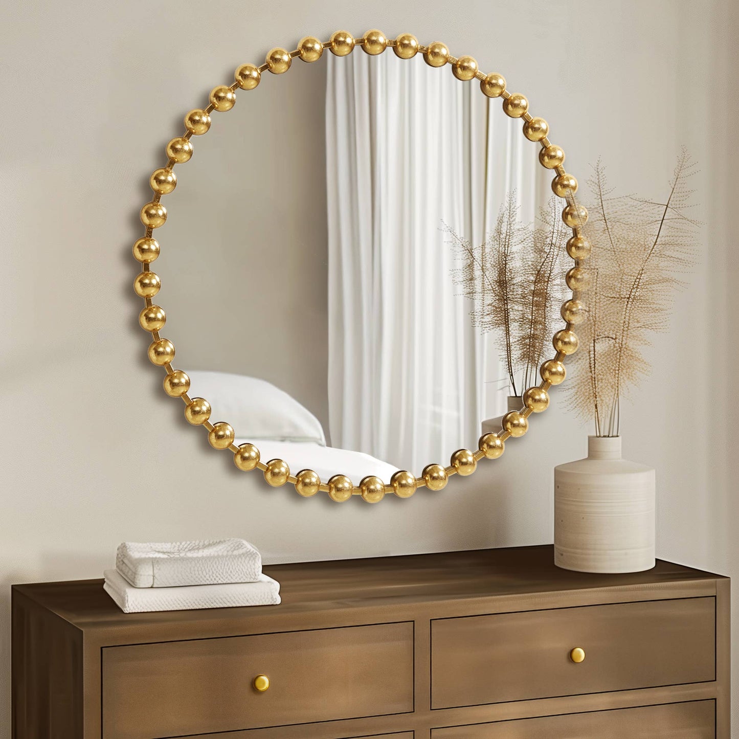 Round Iron Framed Wall Decor Mirror, Gold: Large 27"