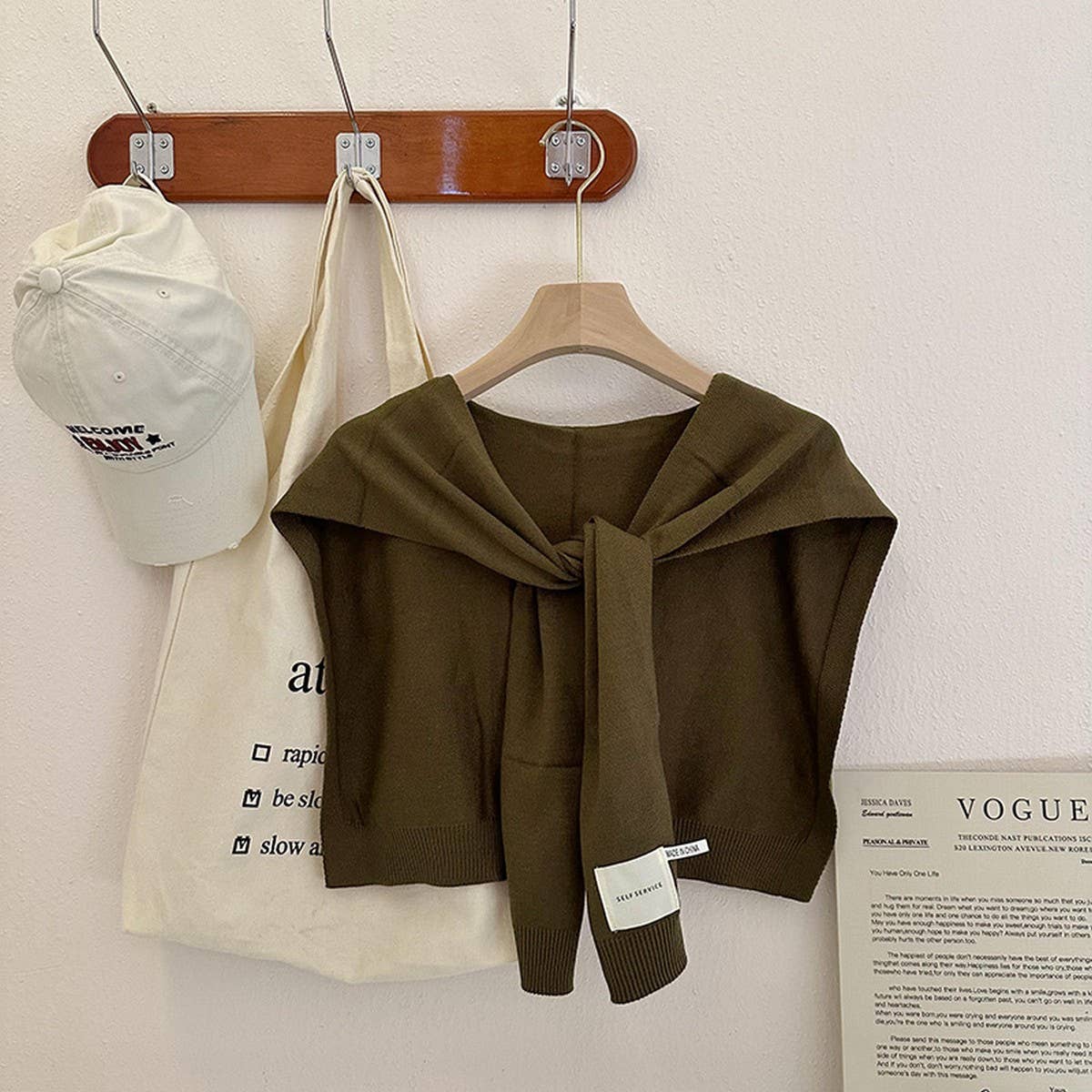 Solid Color Knitted Knotted Shawl–Casual & Cozy _CWASC0757: CAMEL / (OS) 2