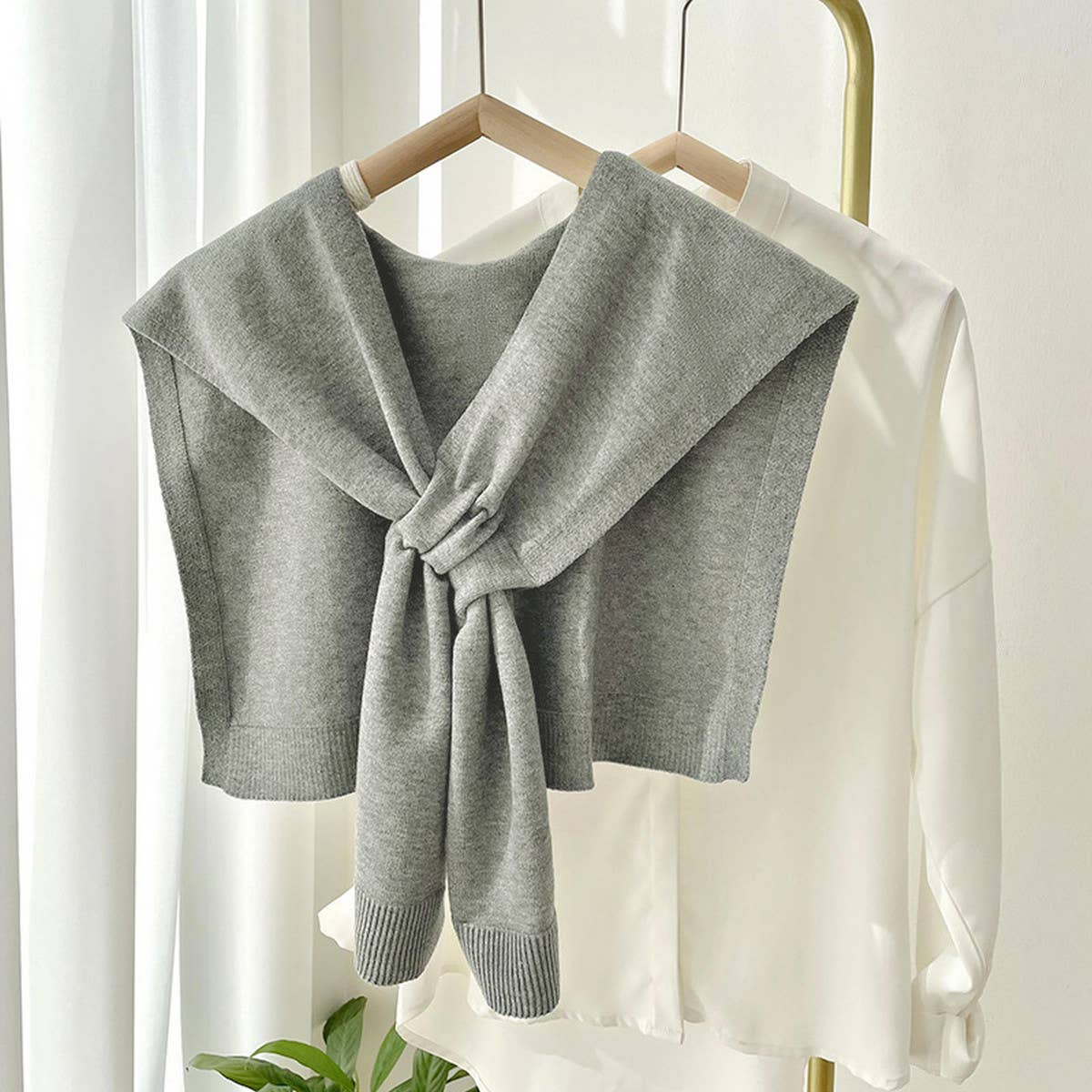 Solid Color Knitted Knotted Shawl–Casual & Cozy _CWASC0757: CAMEL / (OS) 2