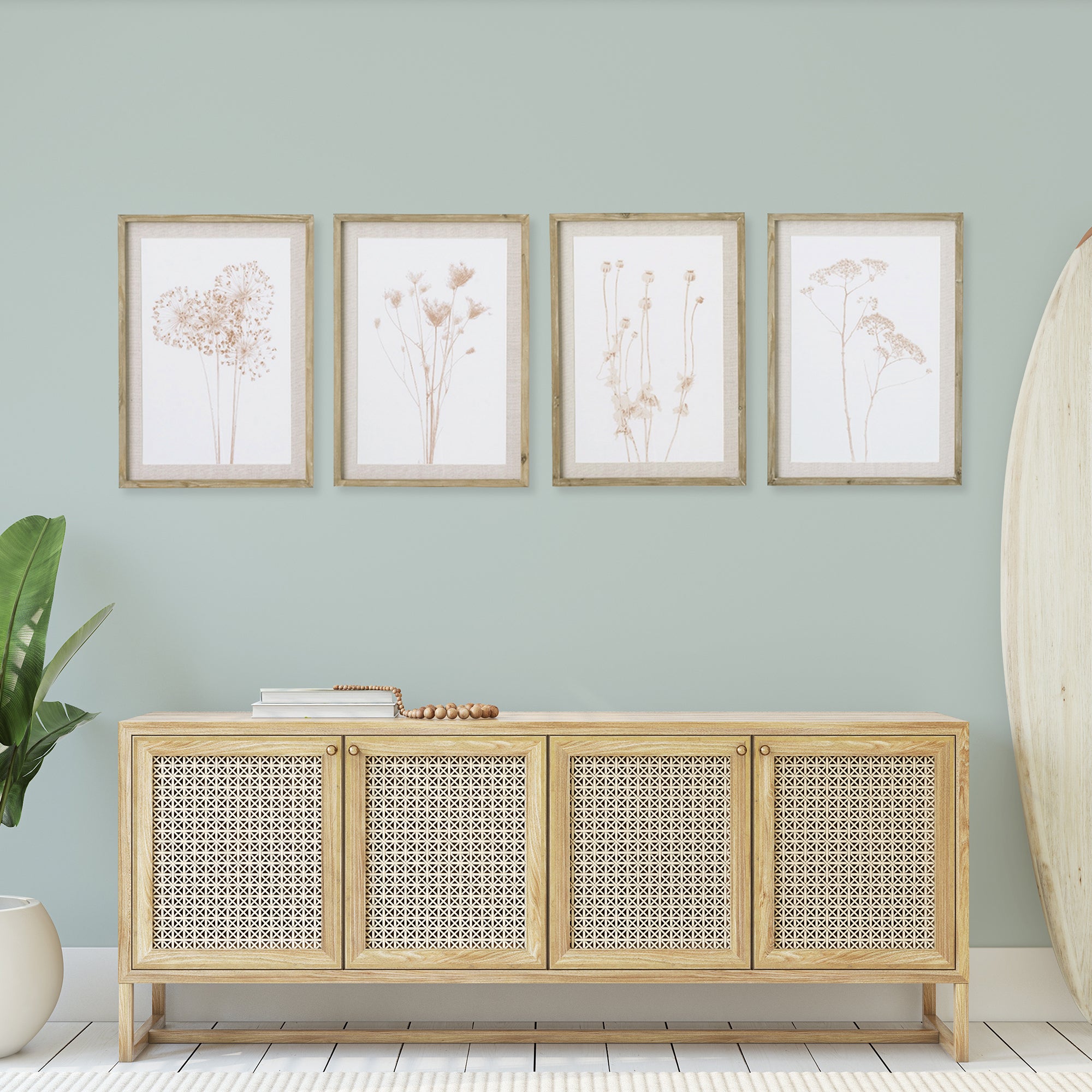 STYLIZED BOTANICAL PRINTS, SET OF 4