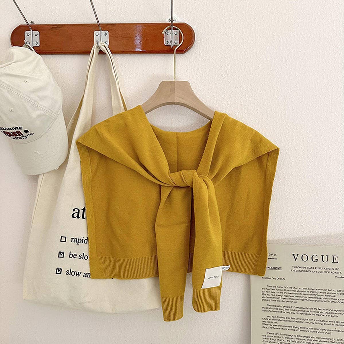 Solid Color Knitted Knotted Shawl–Casual & Cozy _CWASC0757: Beige / (OS) 2