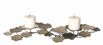 Uttermost - 17079 - Candleholder - Lying Lotus - Champagne Silver And Pewter White