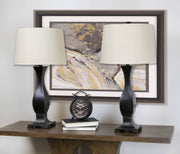 29" Oil-Rubbed Bronze Table Lamp w/ Gold-Rubbed Edges