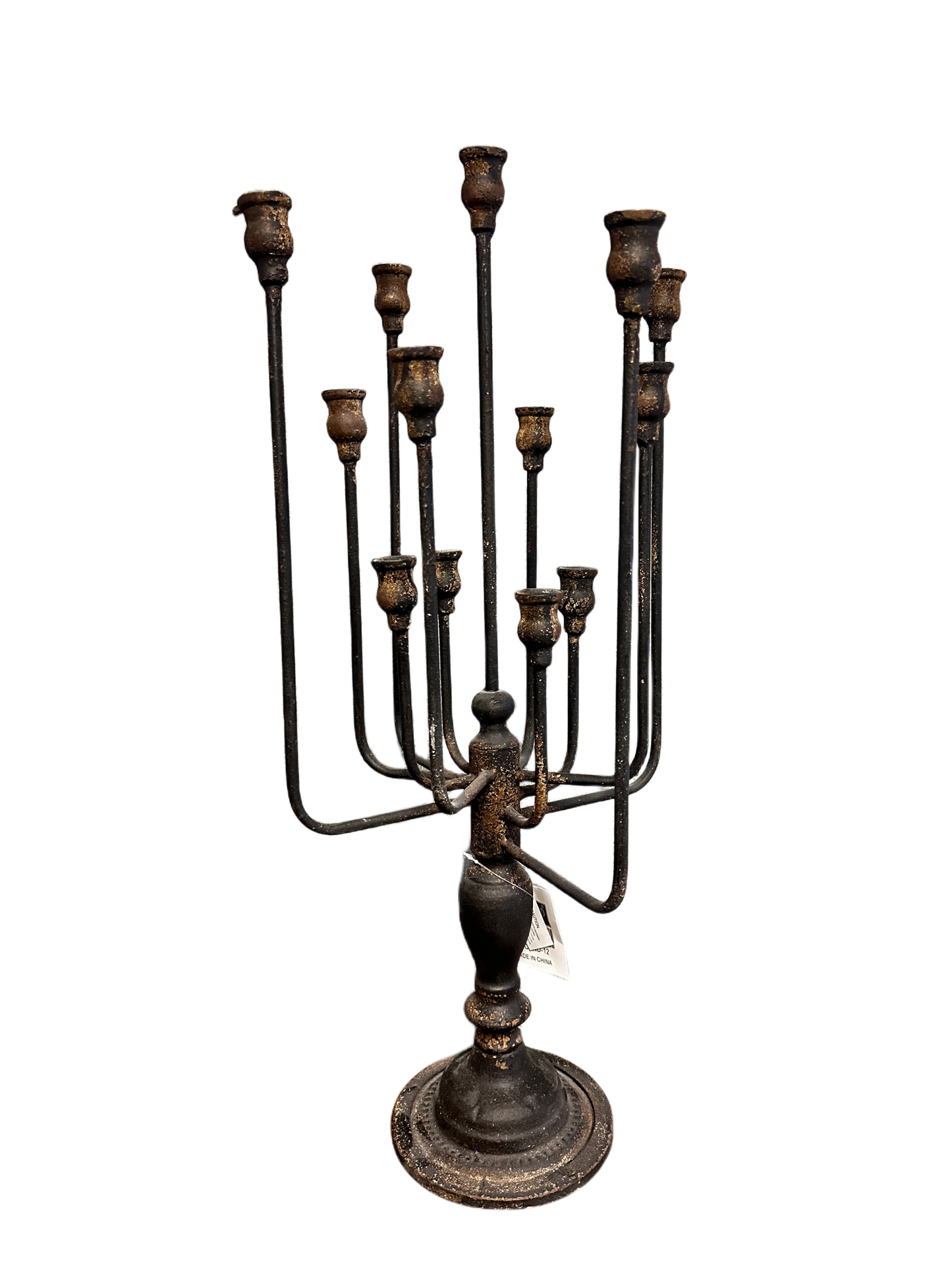 13-Candle Iron Candelabra: White