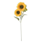 26 Inch Yellow 2 Bloom 1 Bud Sunflower Stem