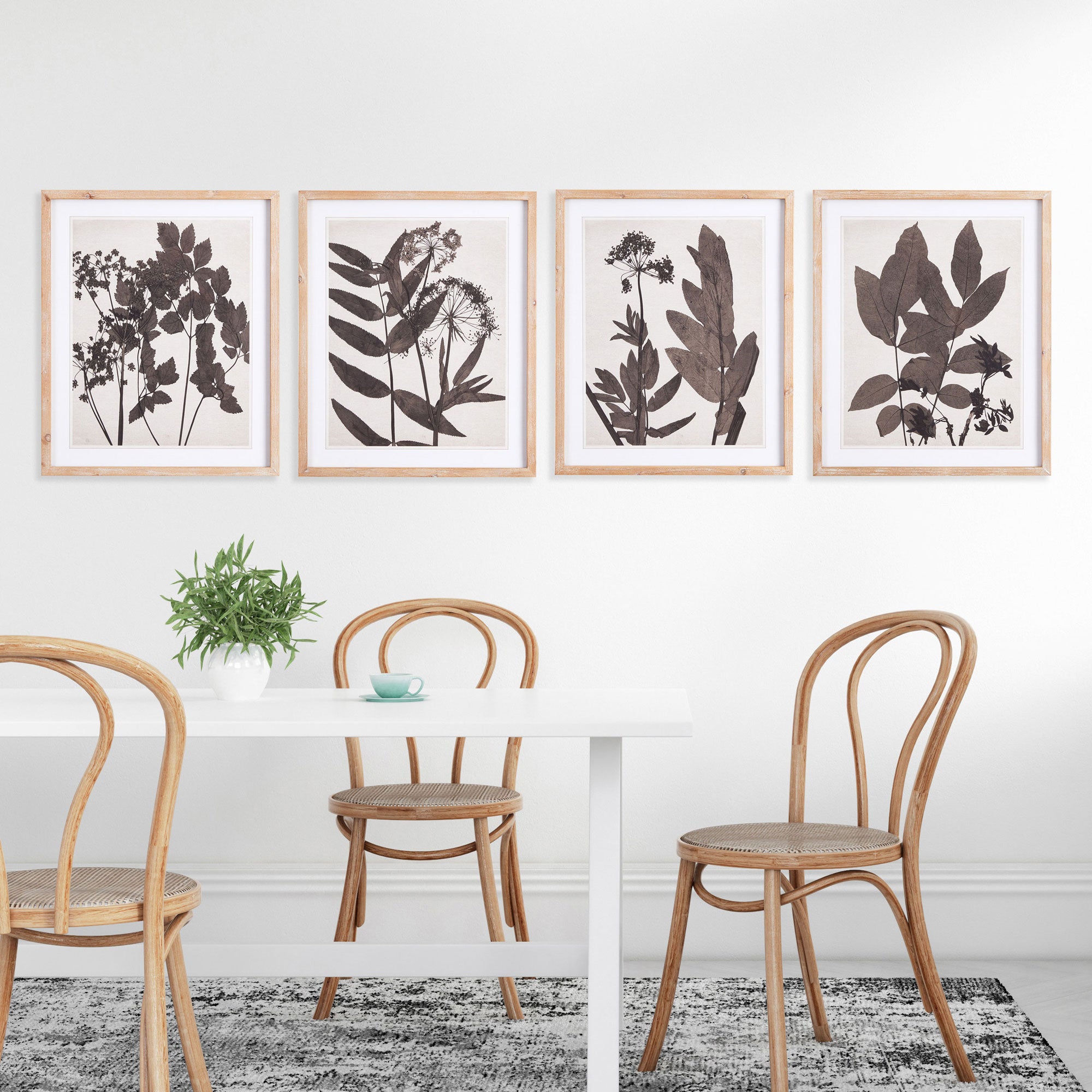 PRESSED FOLIAGE PRINTS, SET OF 4