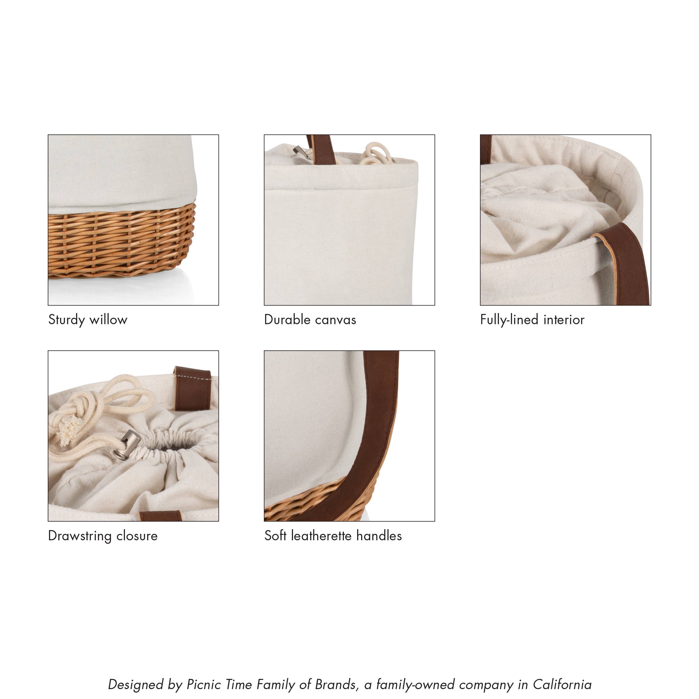 Pico Canvas and Willow Insulated Basket Tote: Natural Canvas