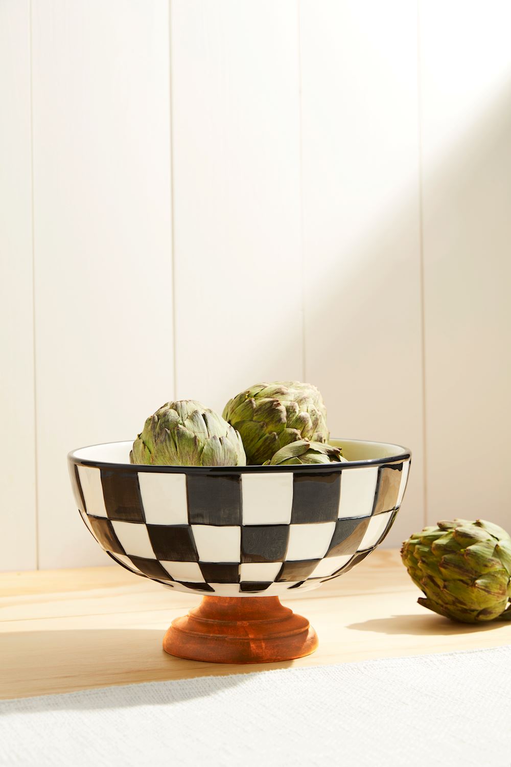 Black & White Check Pedestal Bowl
