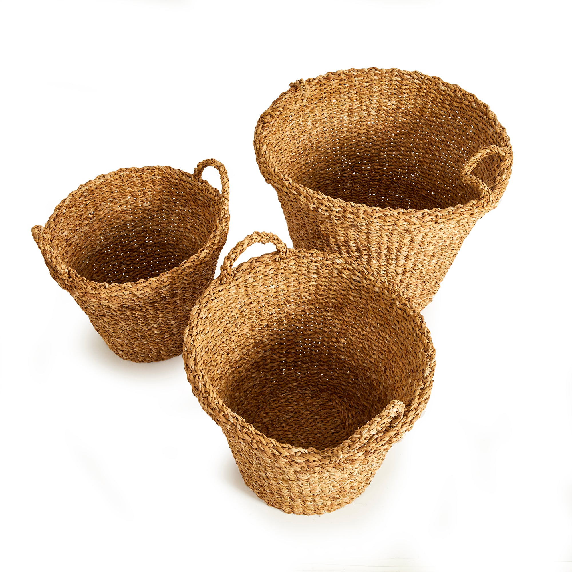 Seagrass Tapered Baskets with Handles (Set of 3)