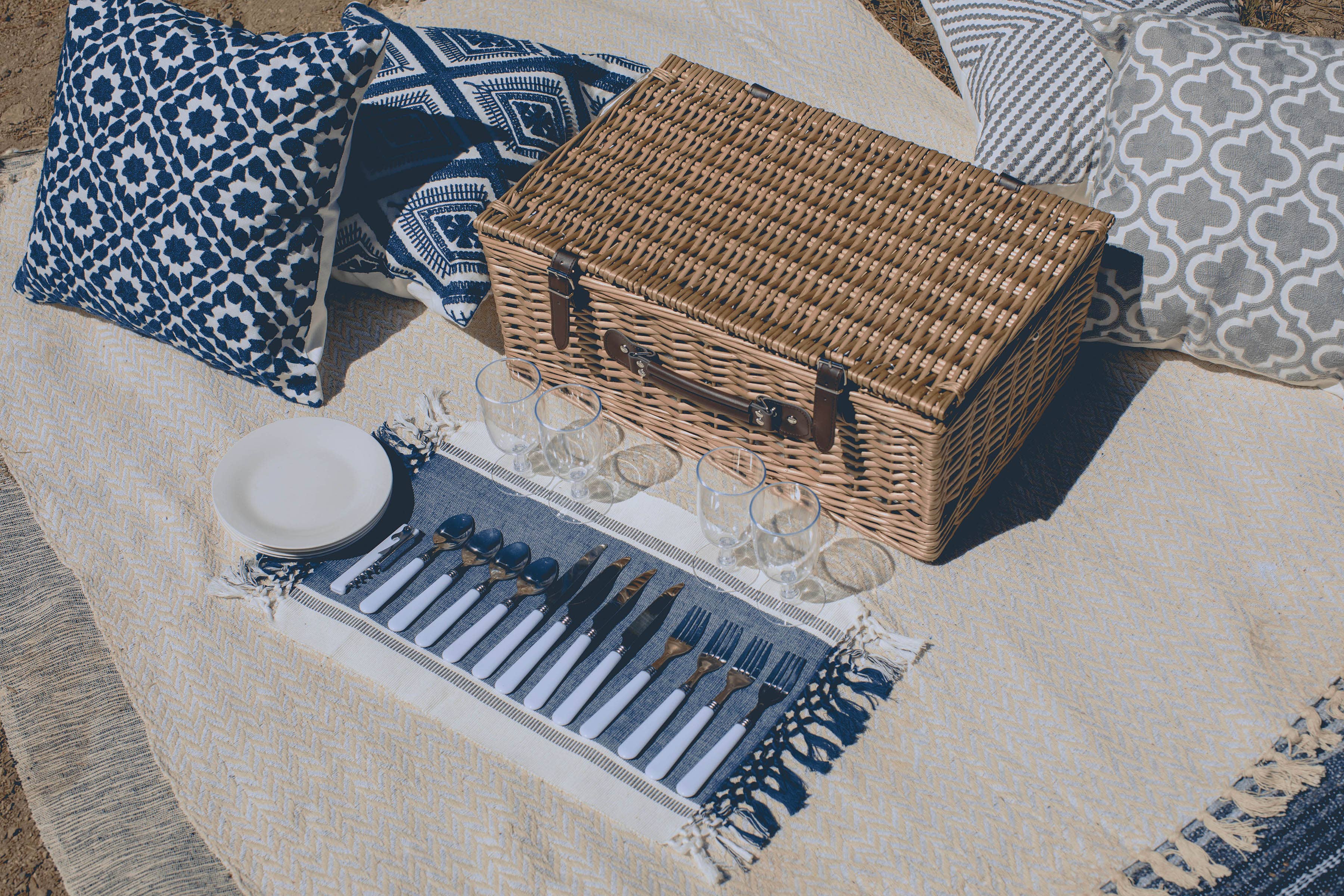 Belmont Picnic Basket: Navy Blue & White Stripe