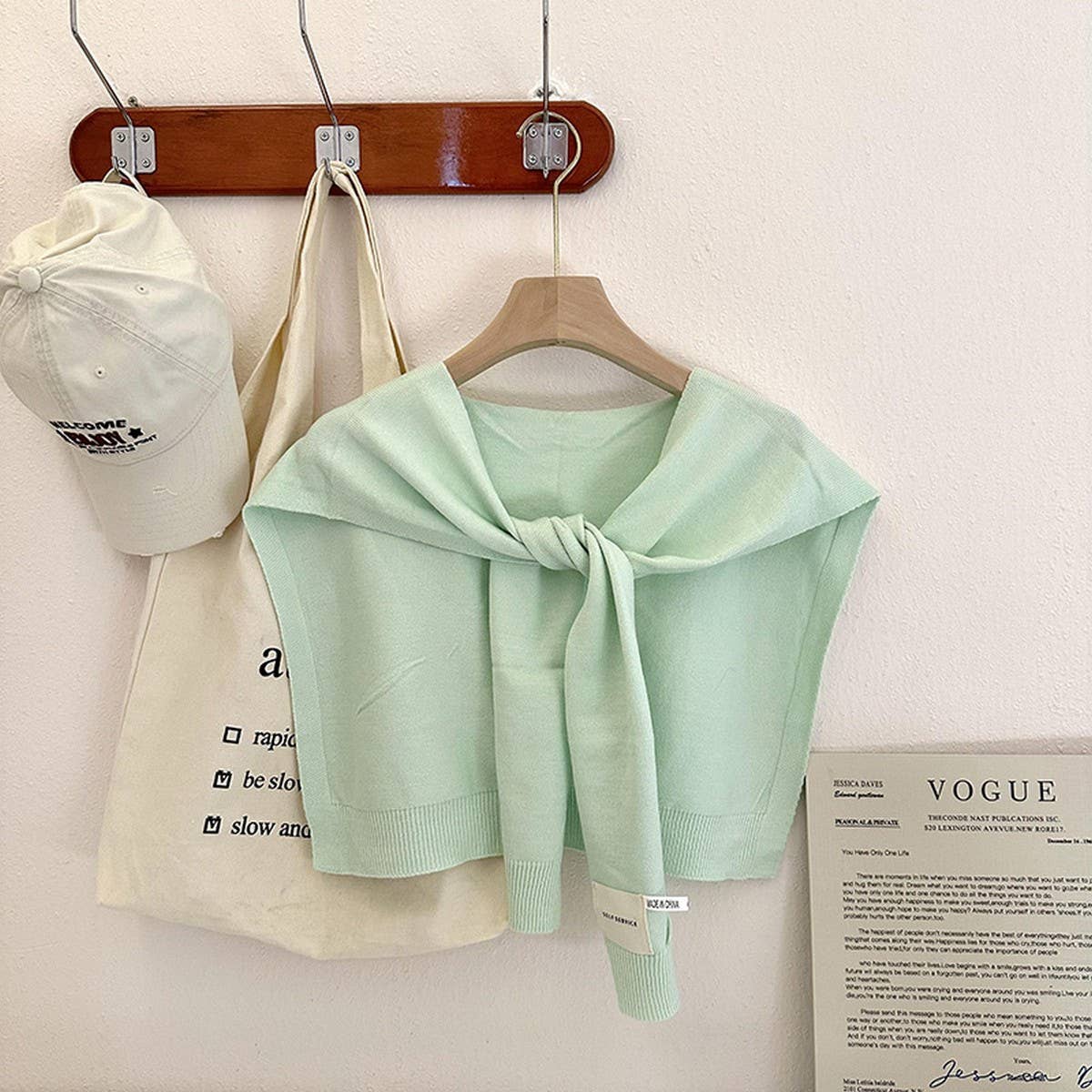 Solid Color Knitted Knotted Shawl–Casual & Cozy _CWASC0757: Beige / (OS) 2