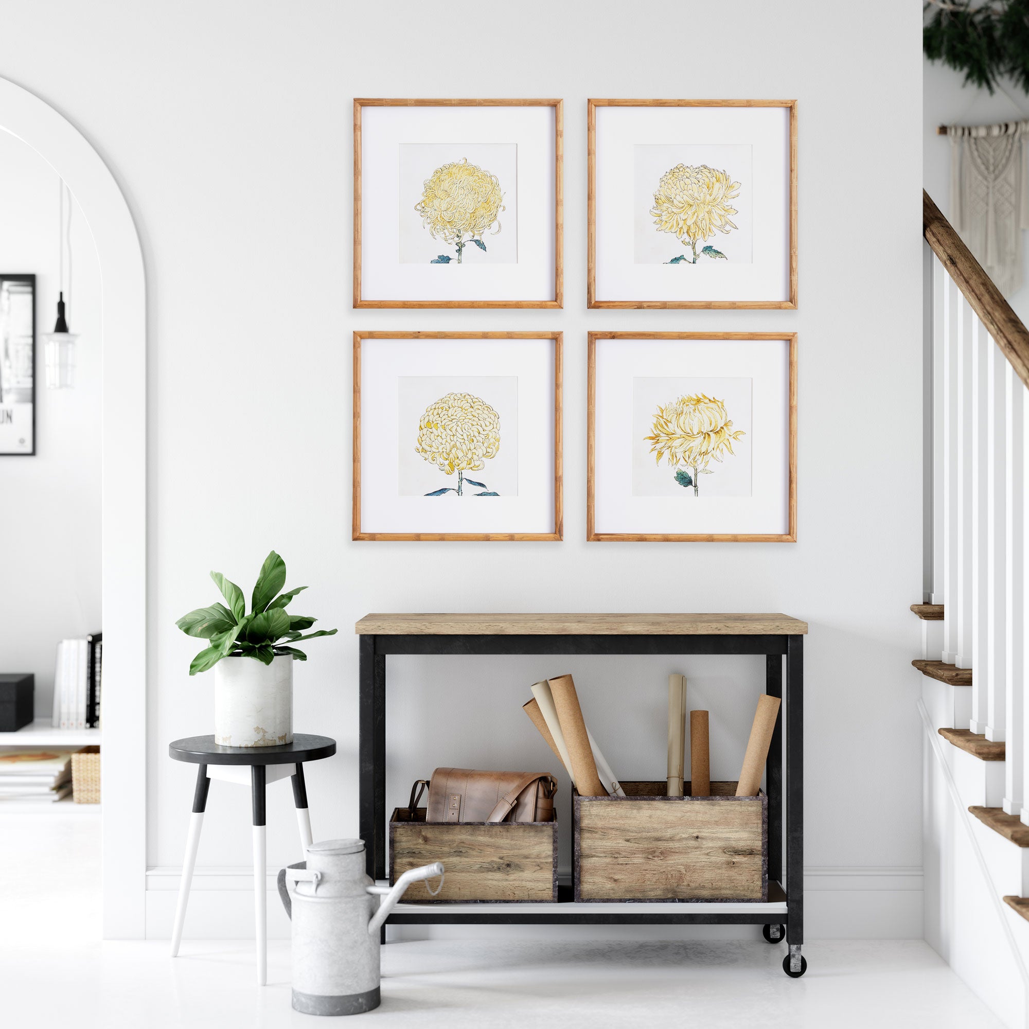 CHRYSANTHEMUM PRINTS, SET OF 4