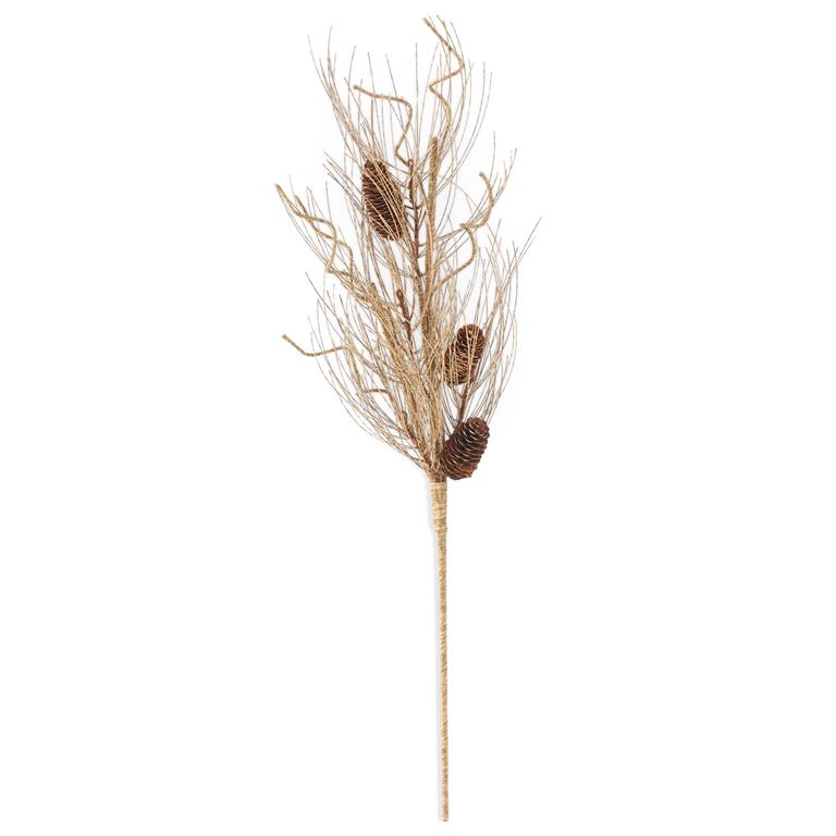 34 Inch Brown Long Needle Pine Branch w/Pinecones
