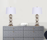 29.5" Gold Plated Table Lamp w/ Off-White Linen Shade