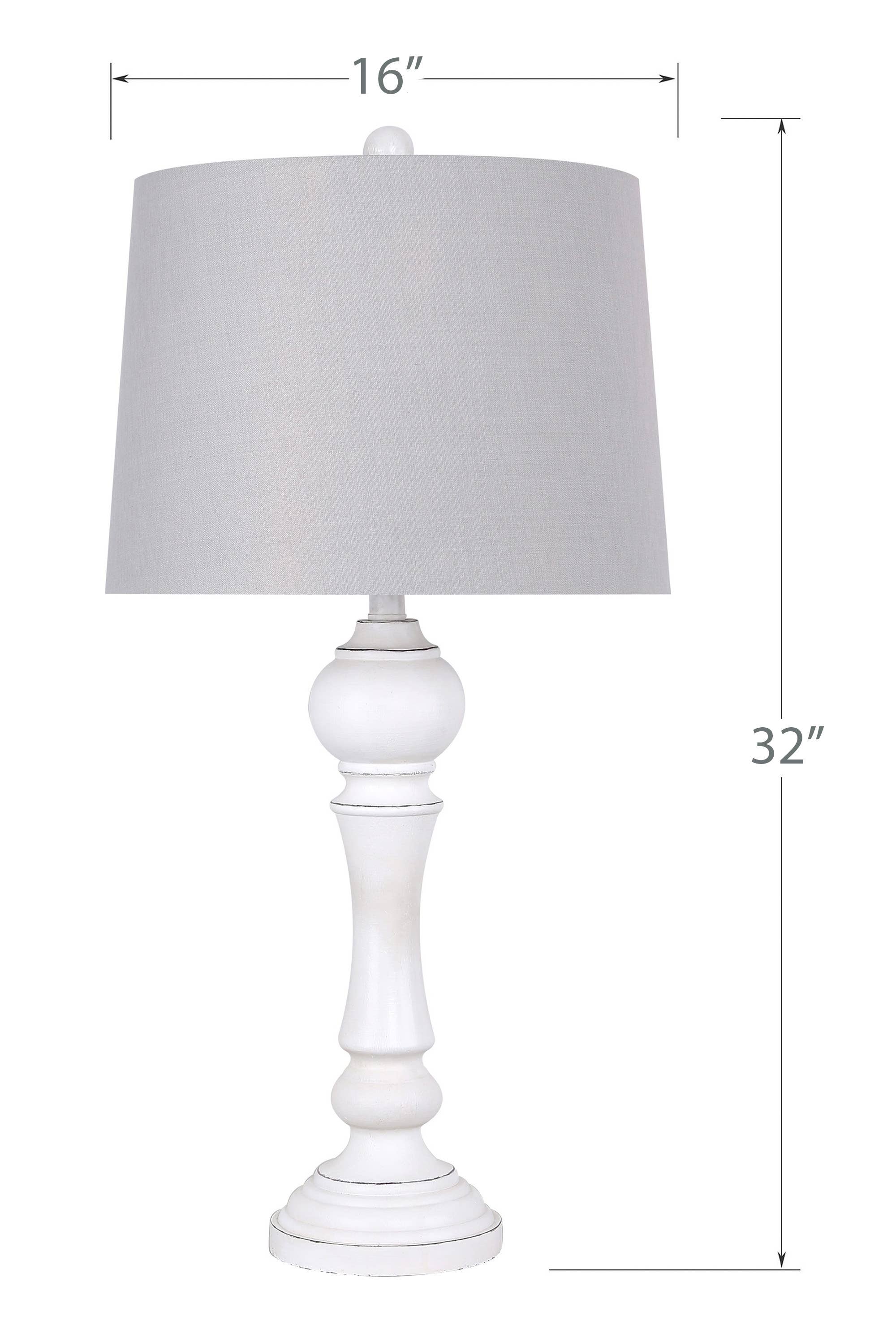 32" Polyresin Table Lamp w/ Reclaimed Grey Finish: Reclaimed Grey w/ Natural Linen