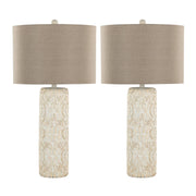 Charlotte 30" Polyresin Table Lamp - Set of 2: Brushed Taos Brown Polyresin, Beige Linen
