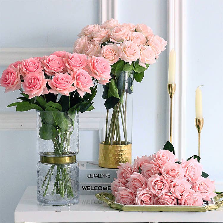 Pack of 48 stems-real touch rose: Stark White