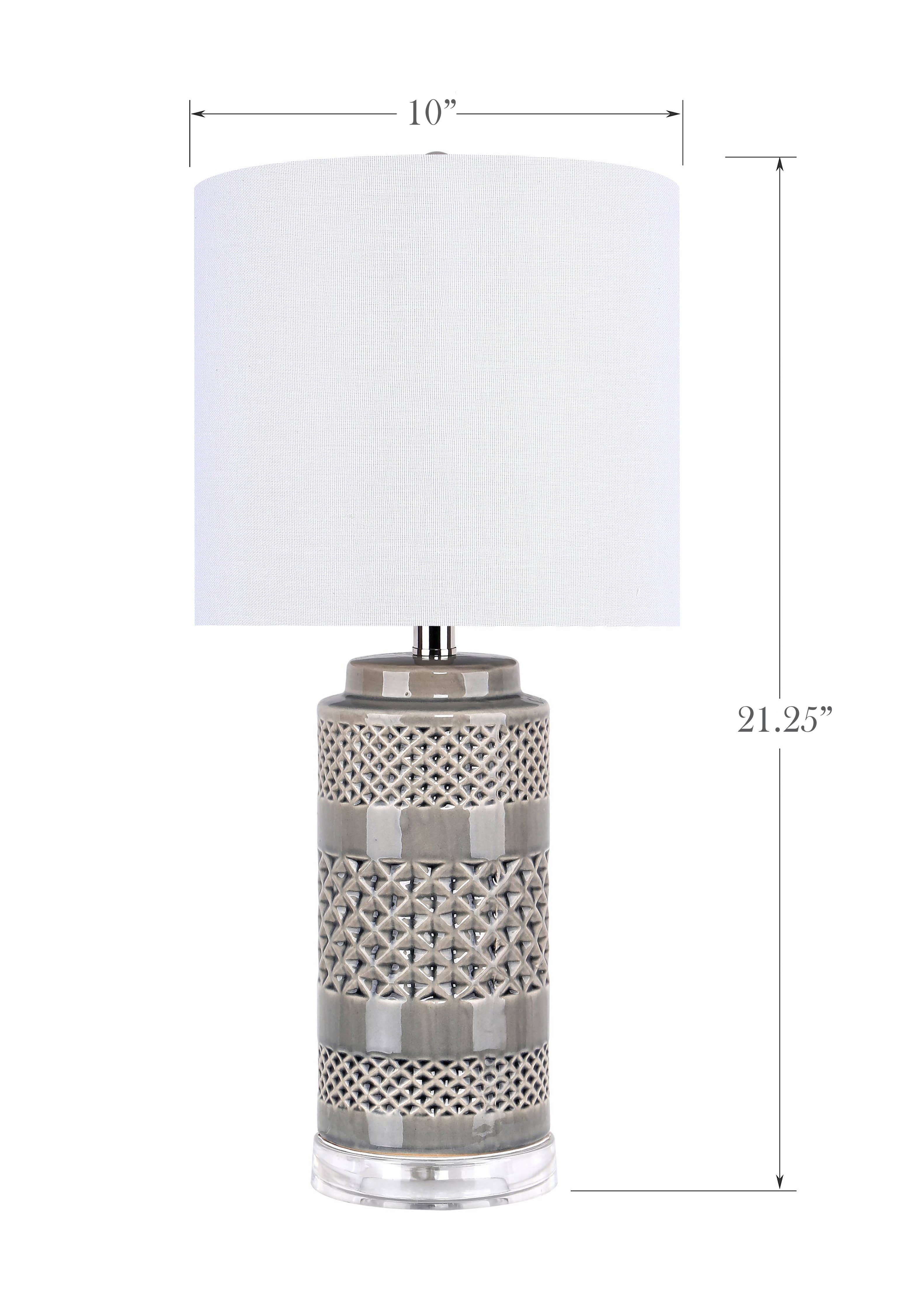 21" Ceramic Table Lamp w/ Cylinder Base & Linen Shade: Soft Teal