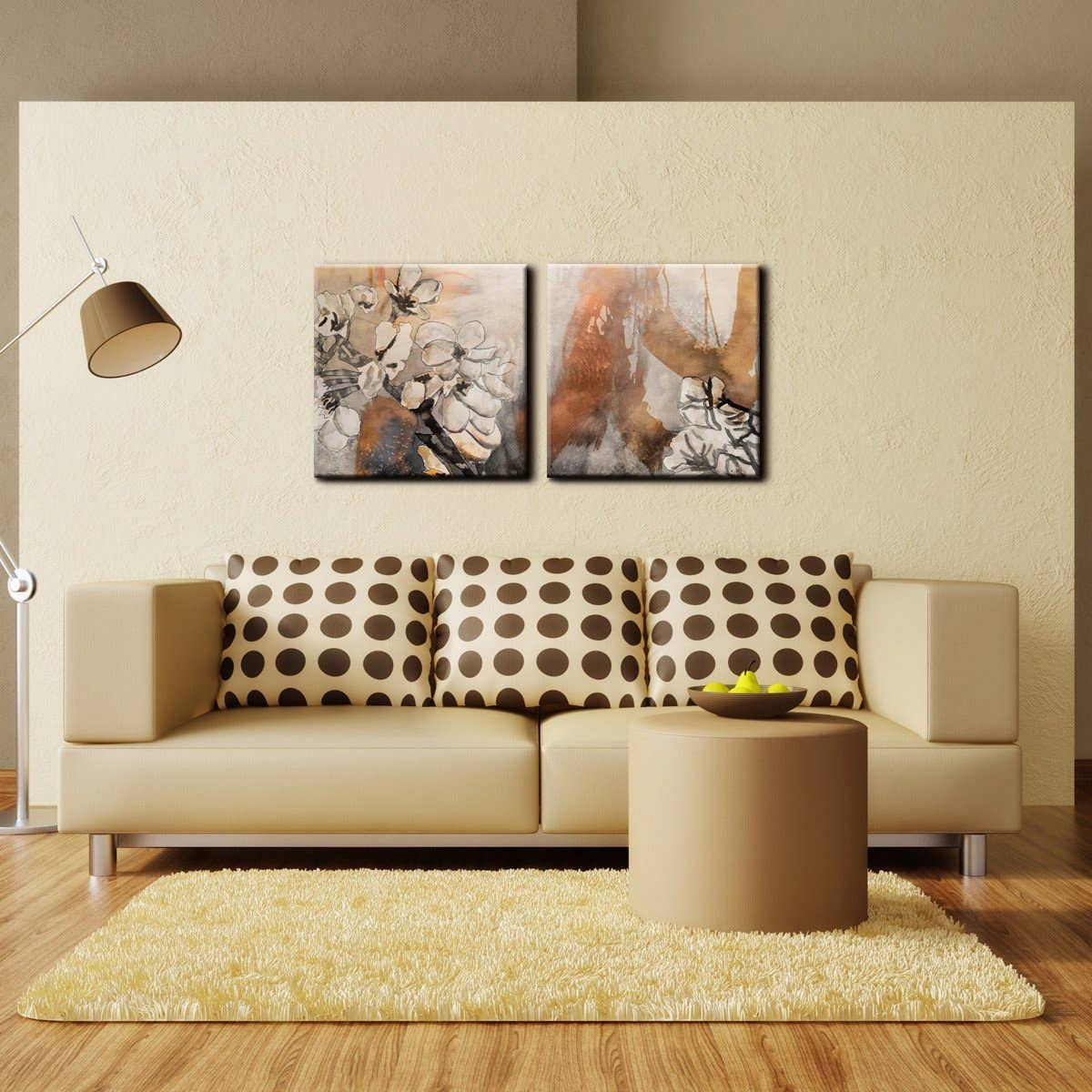 Painted Petals X' Canvas Wall Art: (2) 30 in. High by 30 in. Wide Panels