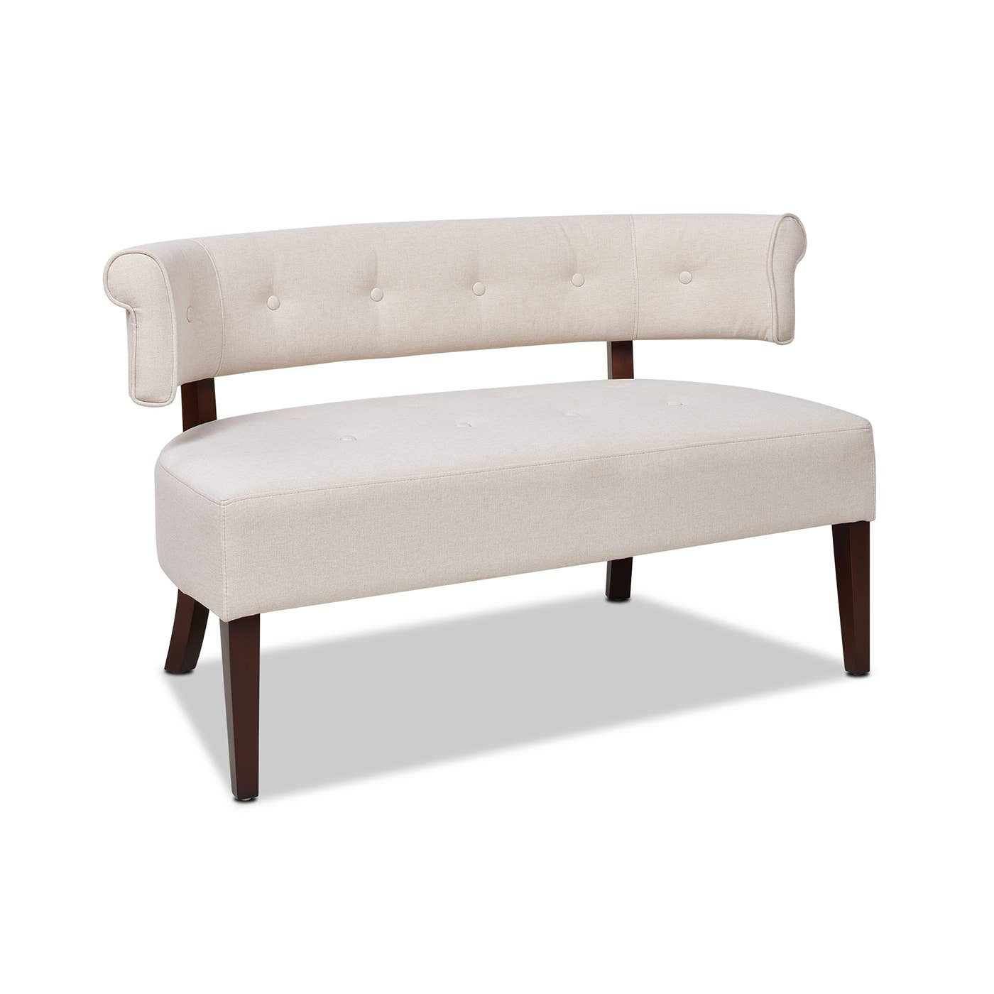 Jared Roll Arm Tufted Bench with Back Settee: Olive Green