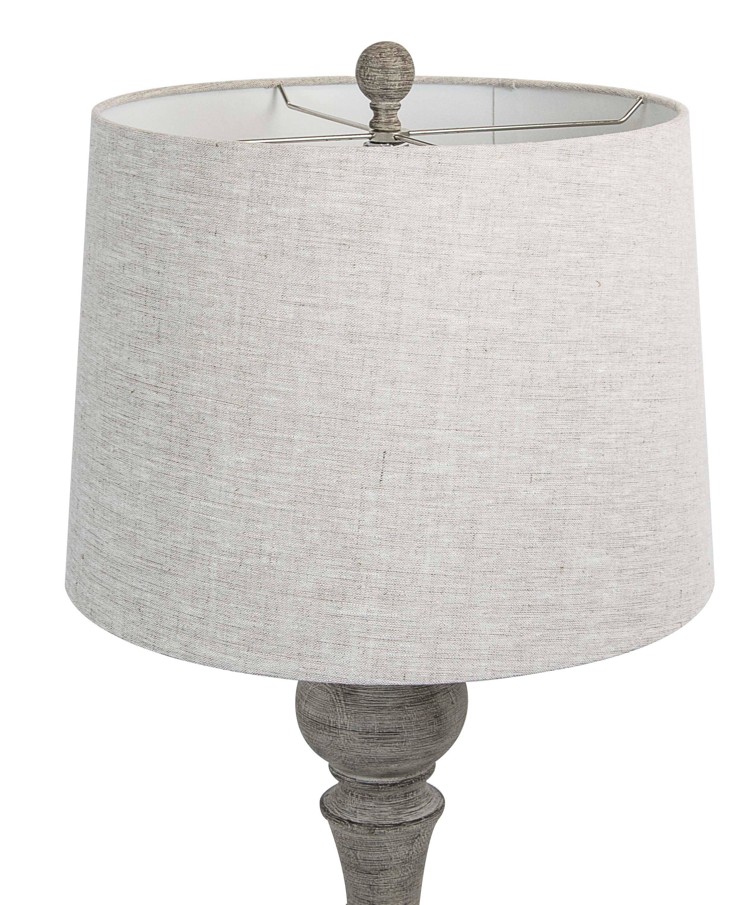 32" Polyresin Table Lamp w/ Reclaimed Grey Finish: Reclaimed Grey w/ Natural Linen