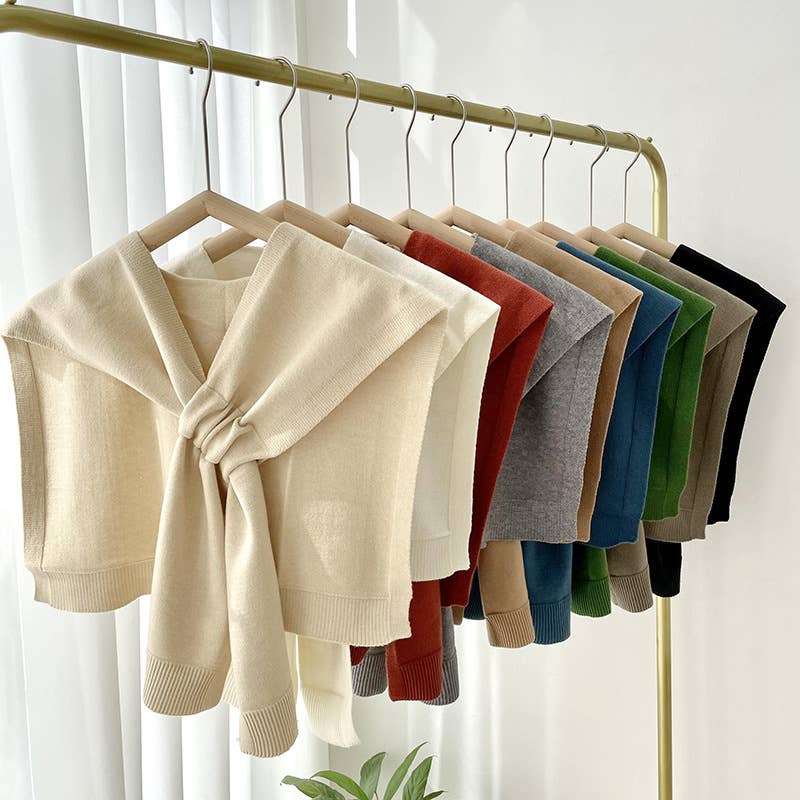 Solid Color Knitted Knotted Shawl–Casual & Cozy _CWASC0757: CAMEL / (OS) 2