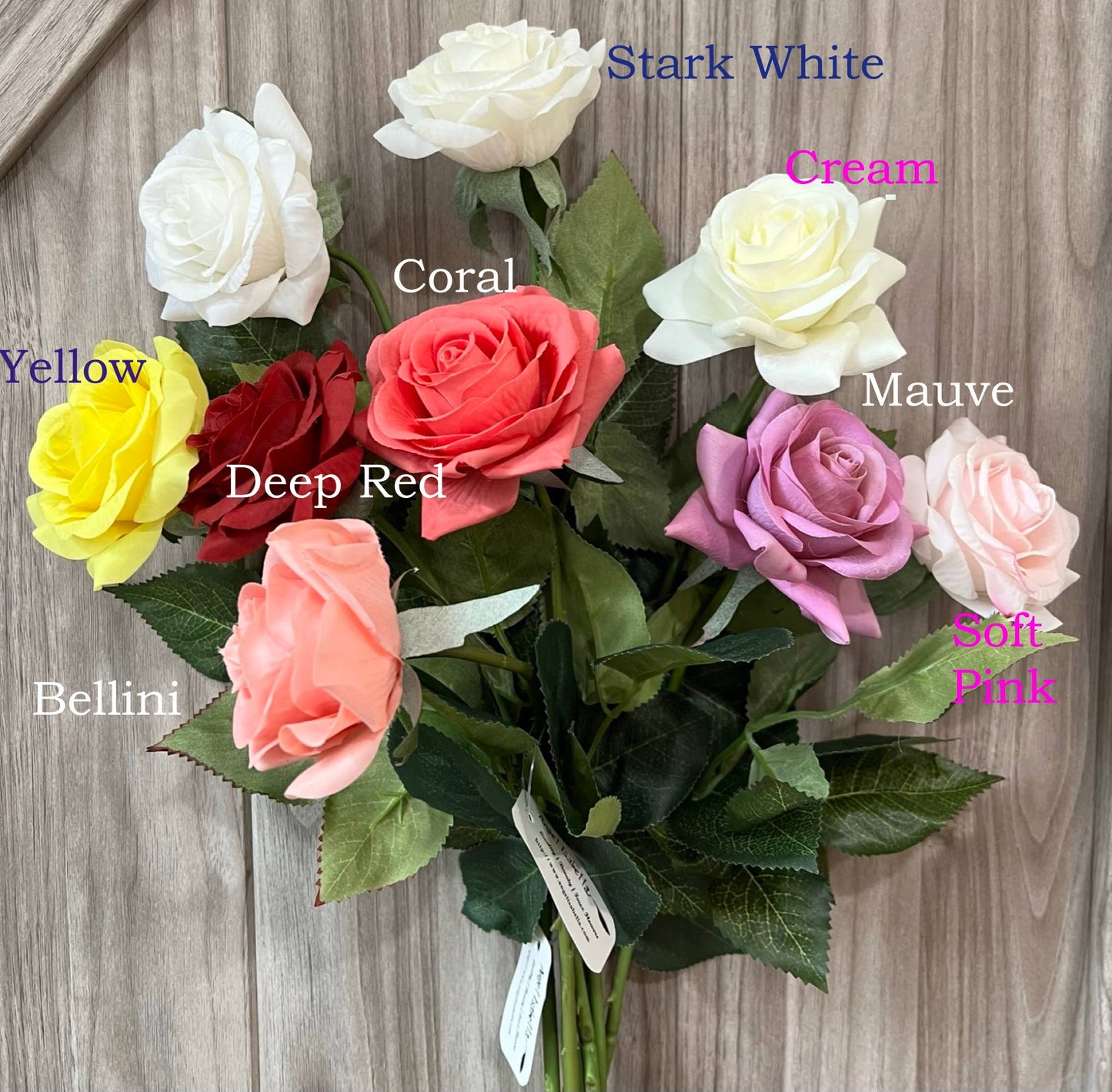 Pack of 48 stems-real touch rose: Stark White