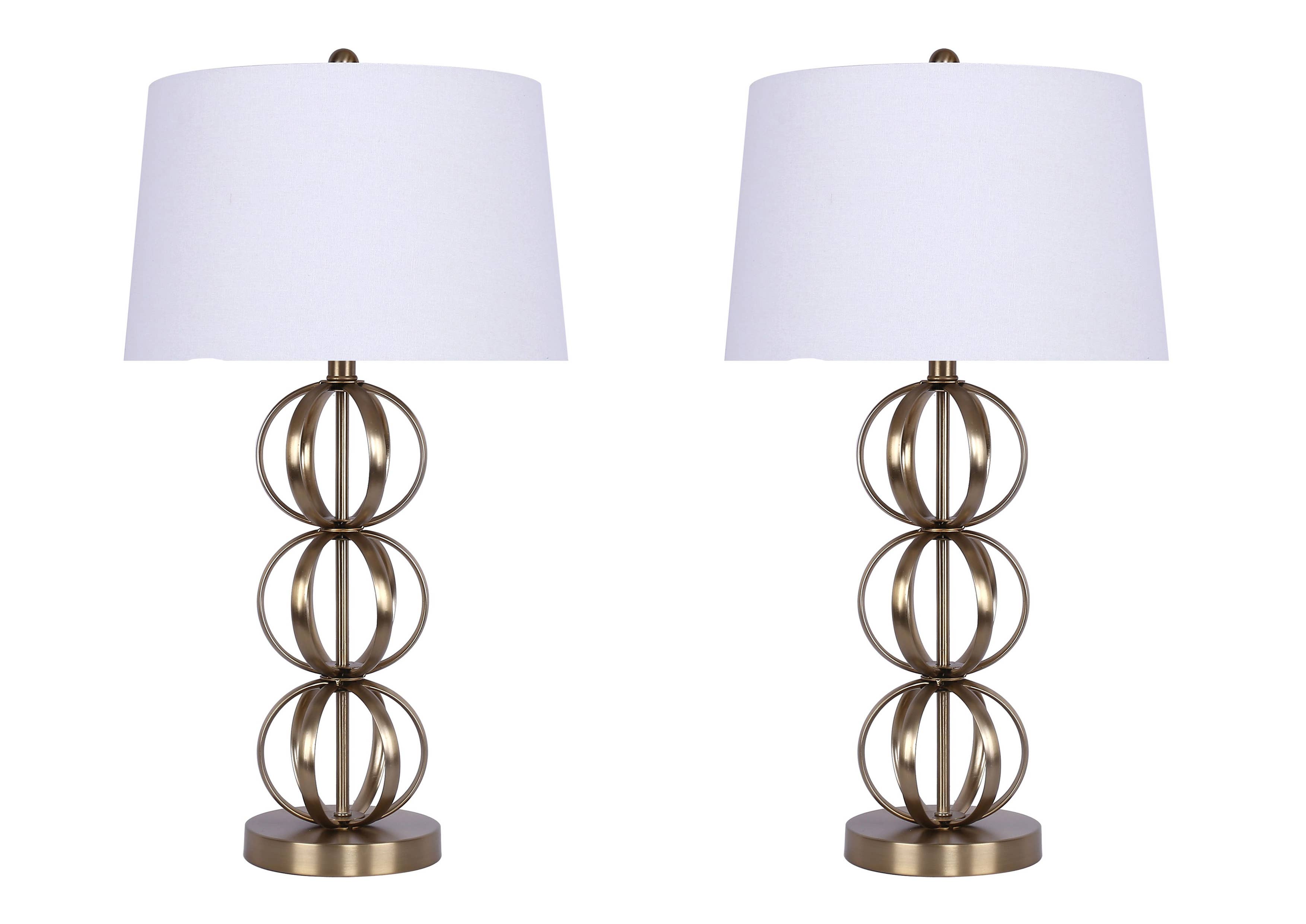 29.5" Gold Plated Table Lamp w/ Off-White Linen Shade