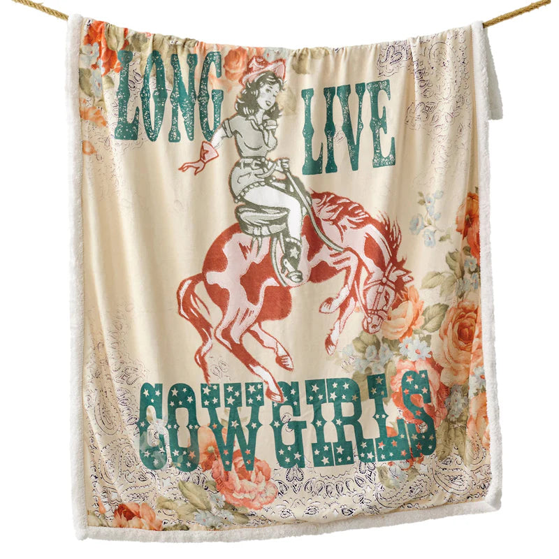 Long Live Cowgirls Campfire Sherpa Throw