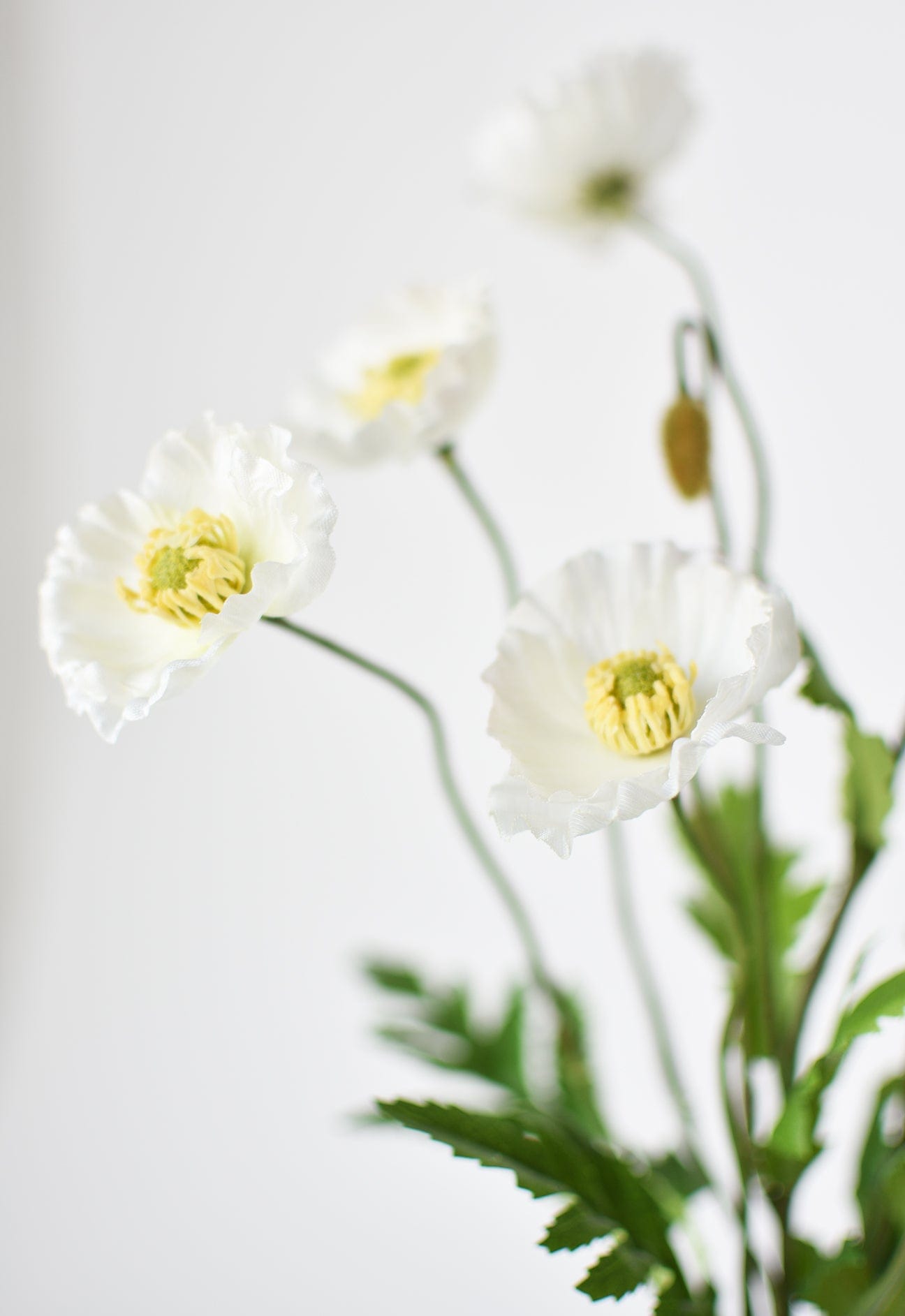 15" Faux Poppy Bush White Bush