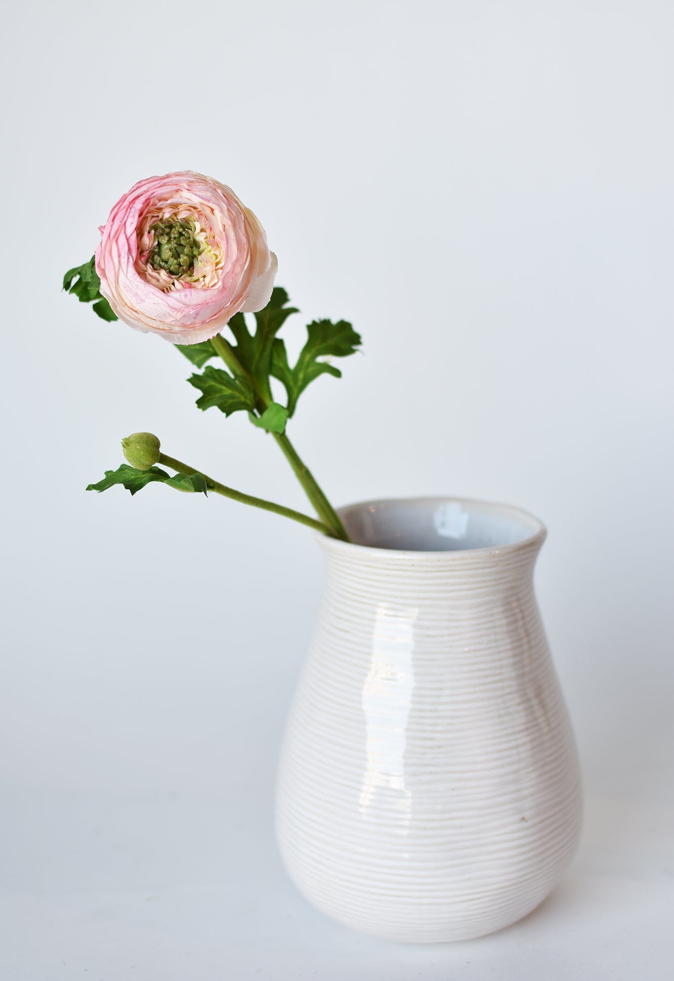 13" Faux Blush Ranunculus Stem