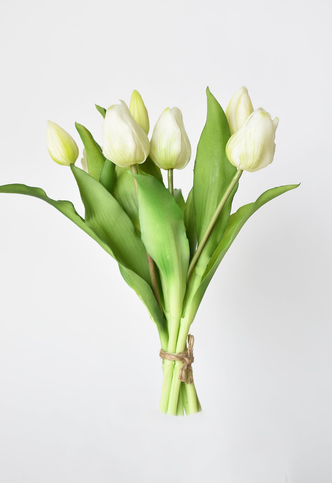 11.75" Faux Real Touch White Tulip Stem Bundle