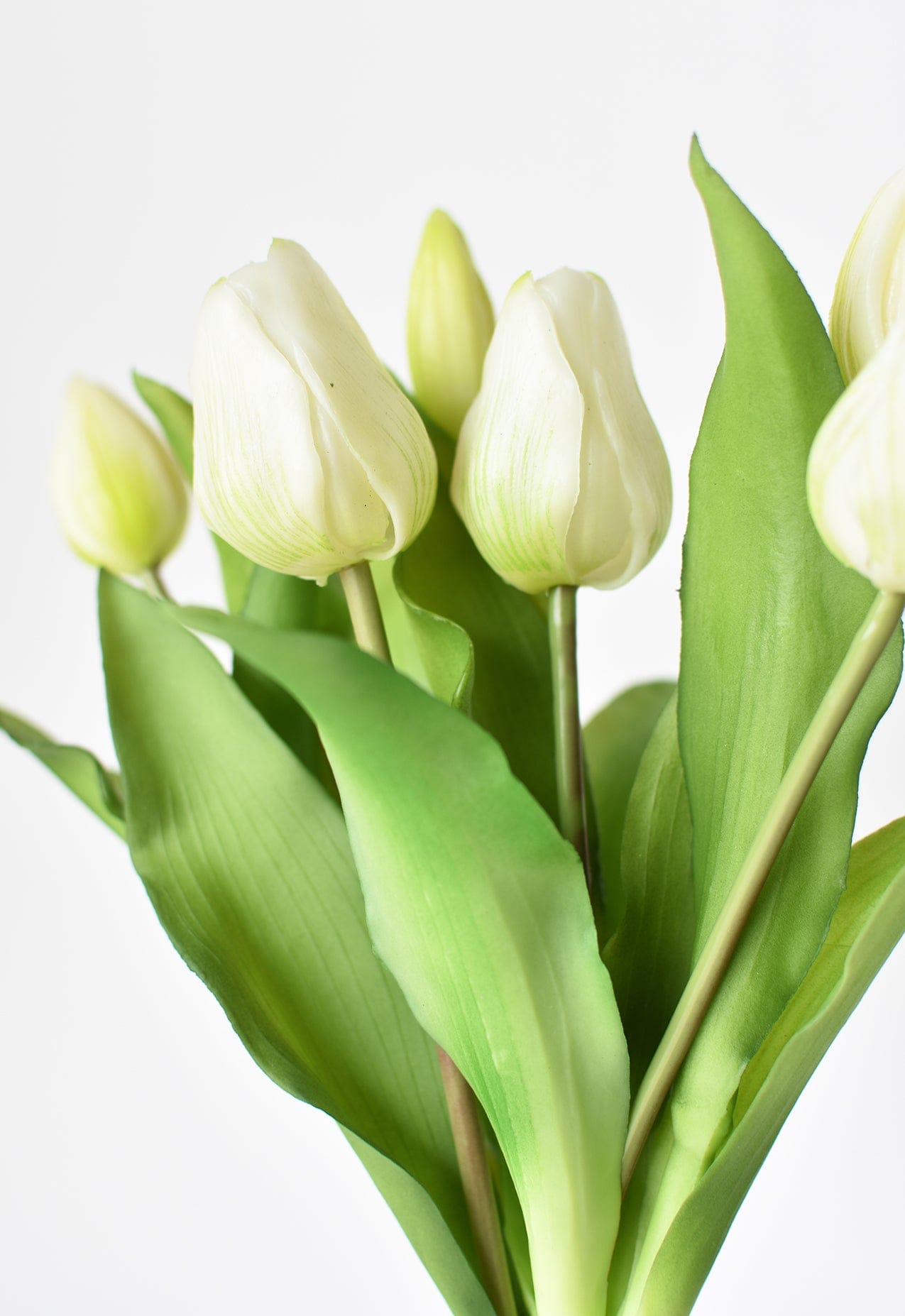 11.75" Faux Real Touch White Tulip Stem Bundle