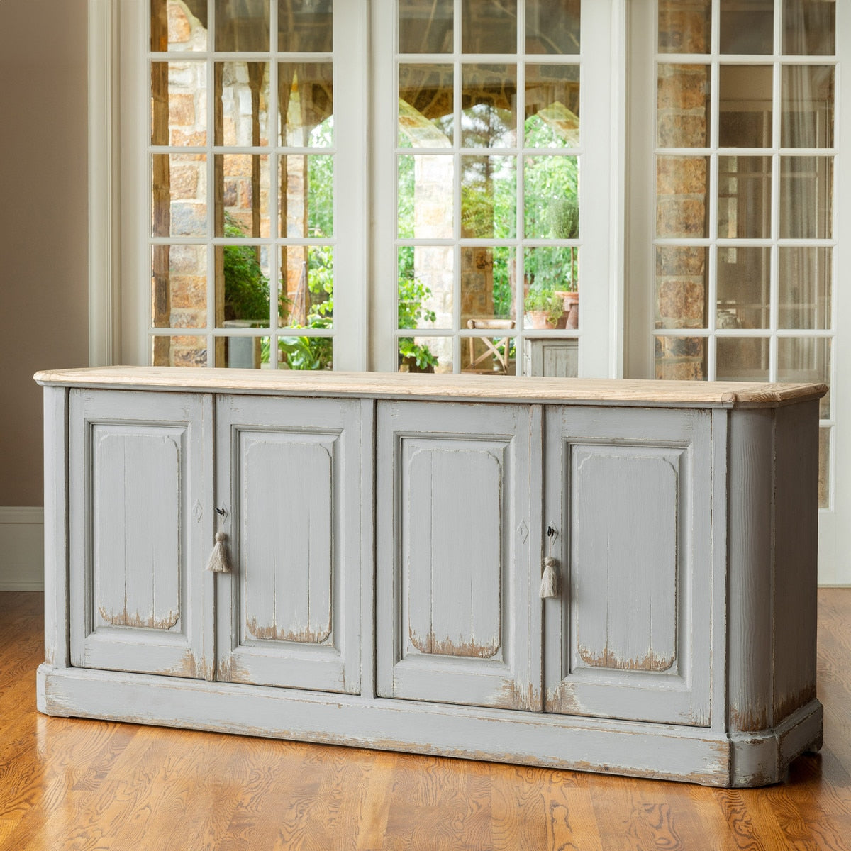 Painted French Sideboard | Distressed Pale Blue-Gray Storage