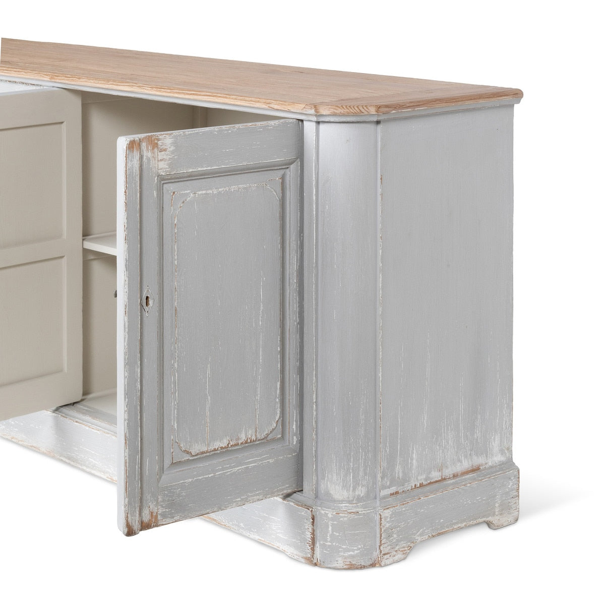 Painted French Sideboard | Distressed Pale Blue-Gray Storage