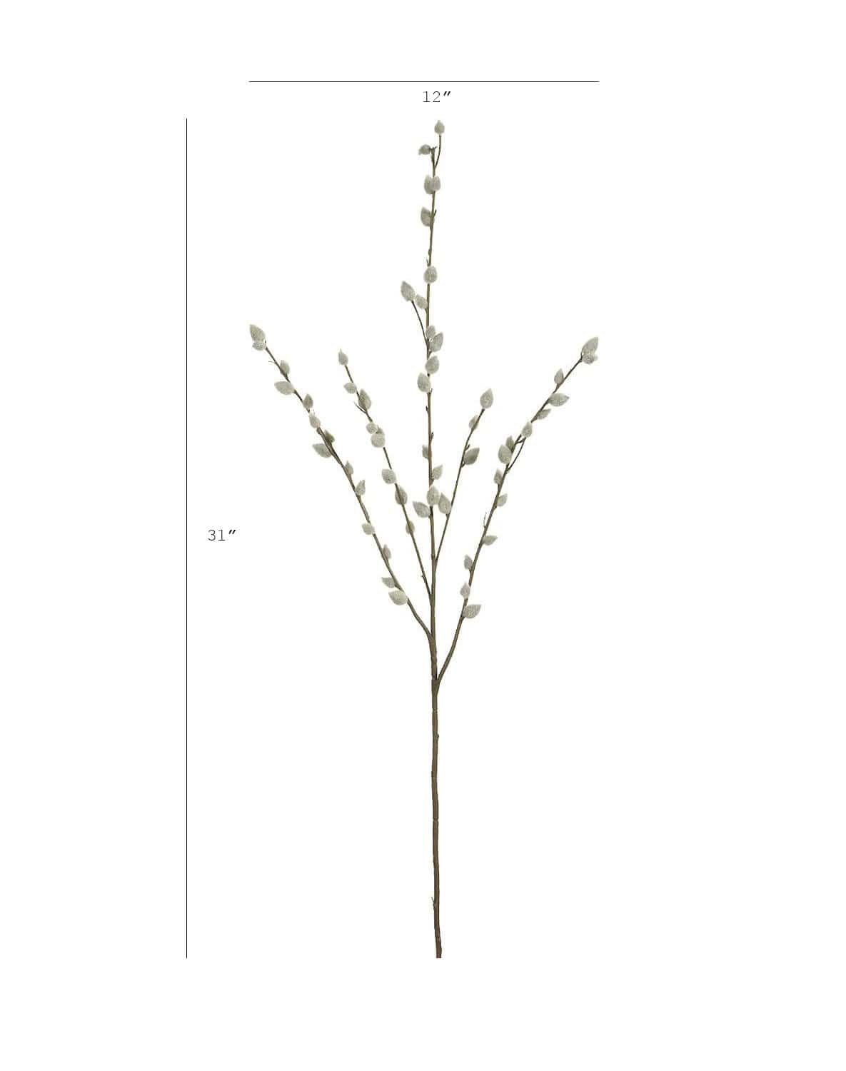 31" Faux Pussy Willow Stem