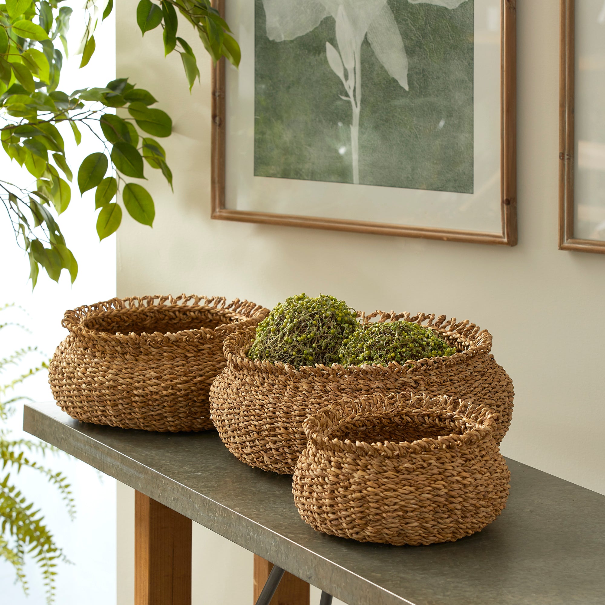 SEAGRASS LOOP BASKETS, SET OF 3