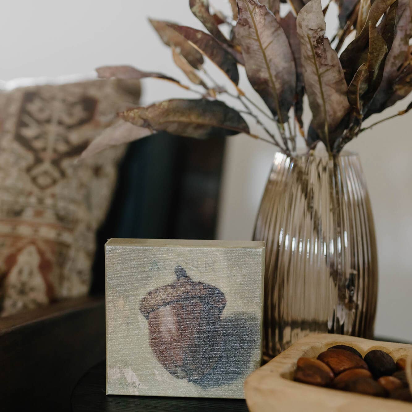 Ribbed Amber Glass Vase