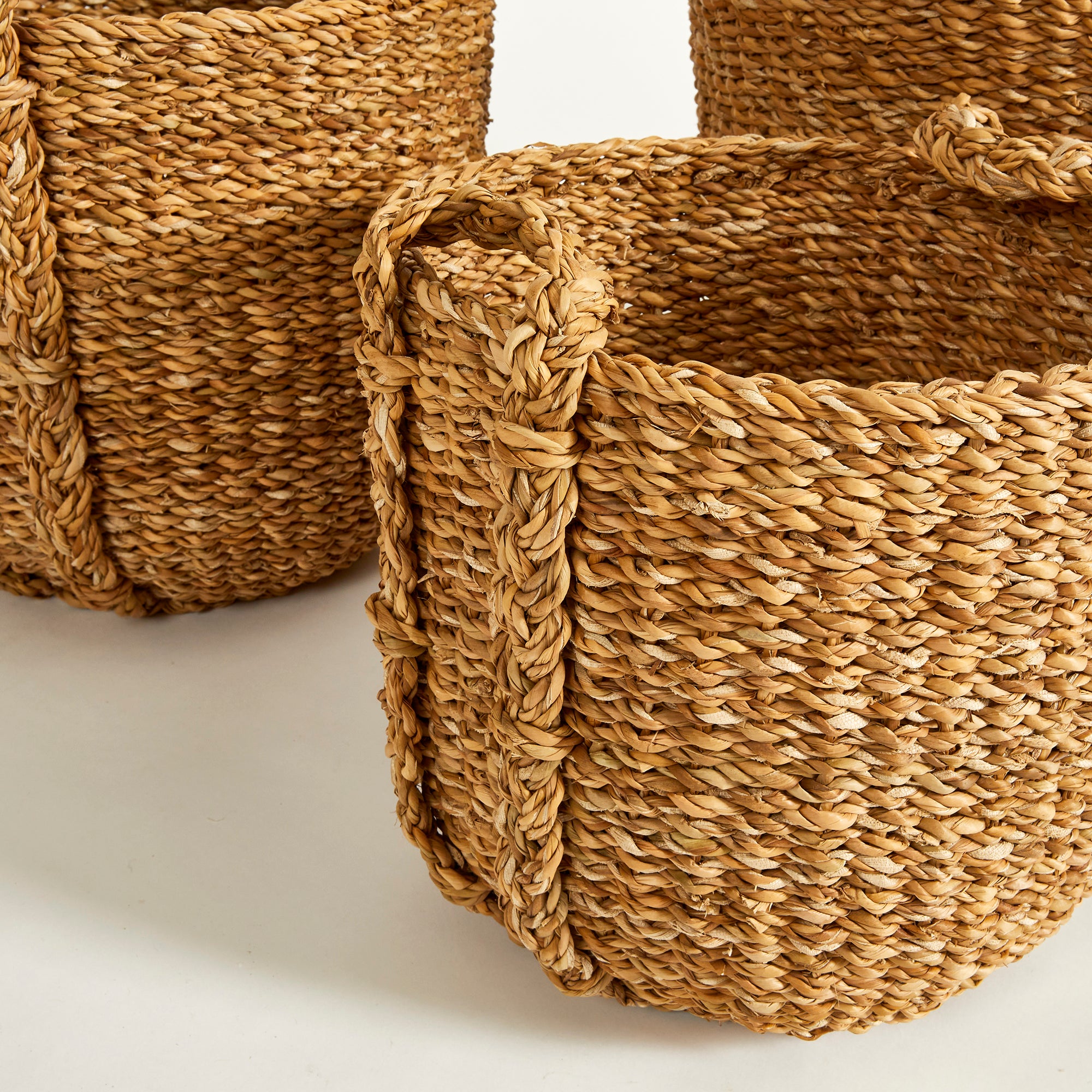 SEAGRASS ROUND DRUM BASKETS, SET OF 3