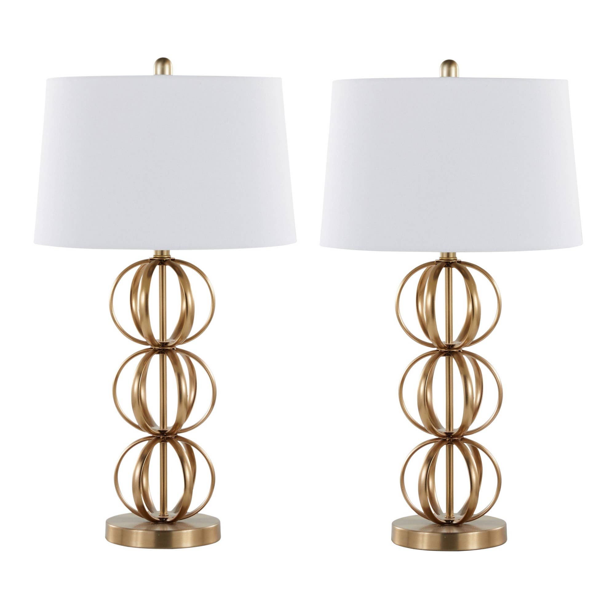 29.5" Gold Plated Table Lamp w/ Off-White Linen Shade
