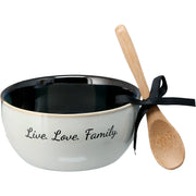 Family - 4.5" Ceramic Bowl with Bamboo Spoon
