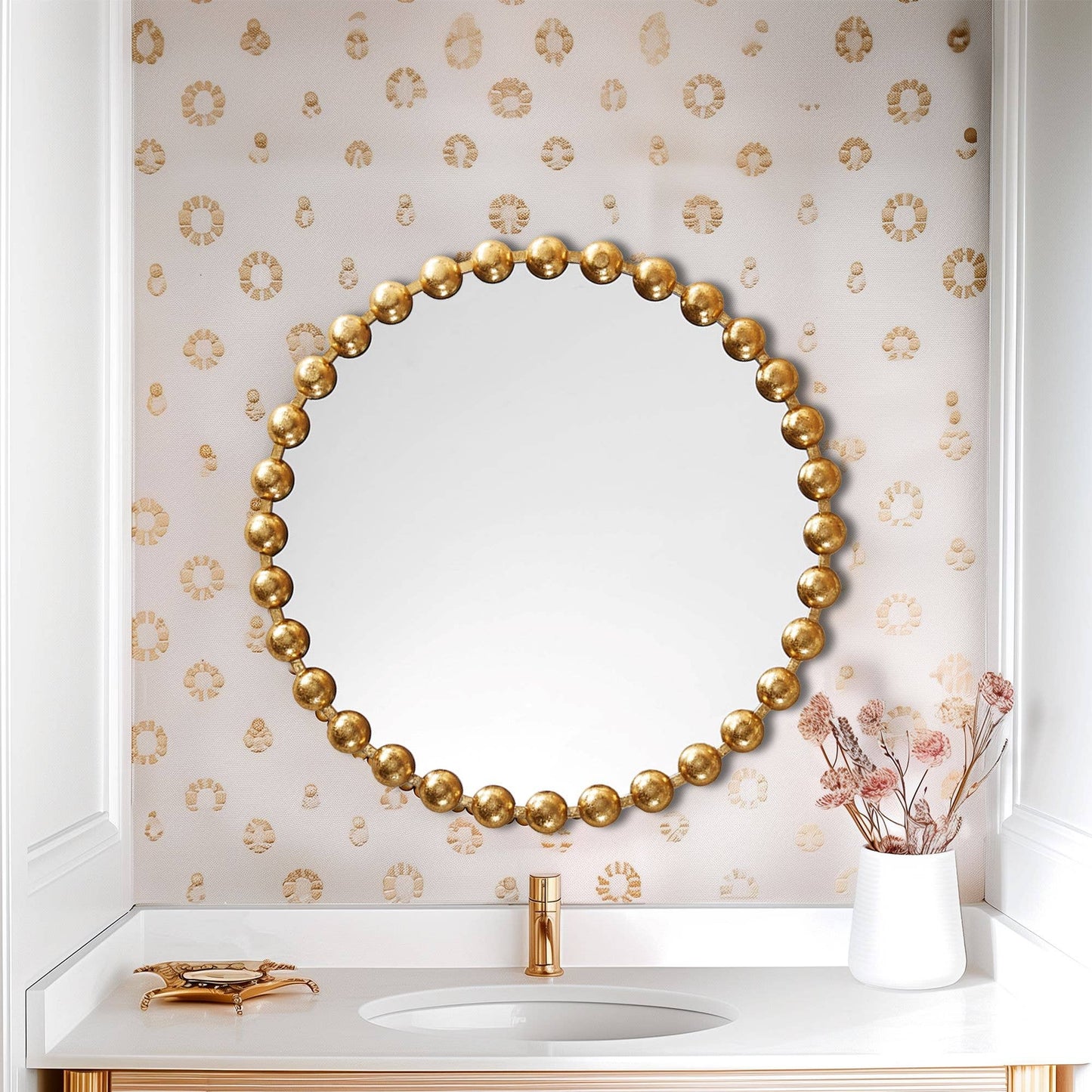 Round Iron Framed Wall Decor Mirror, Gold: Large 27"