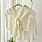 Solid Color Knitted Knotted Shawl–Casual & Cozy _CWASC0757: Beige / (OS) 2