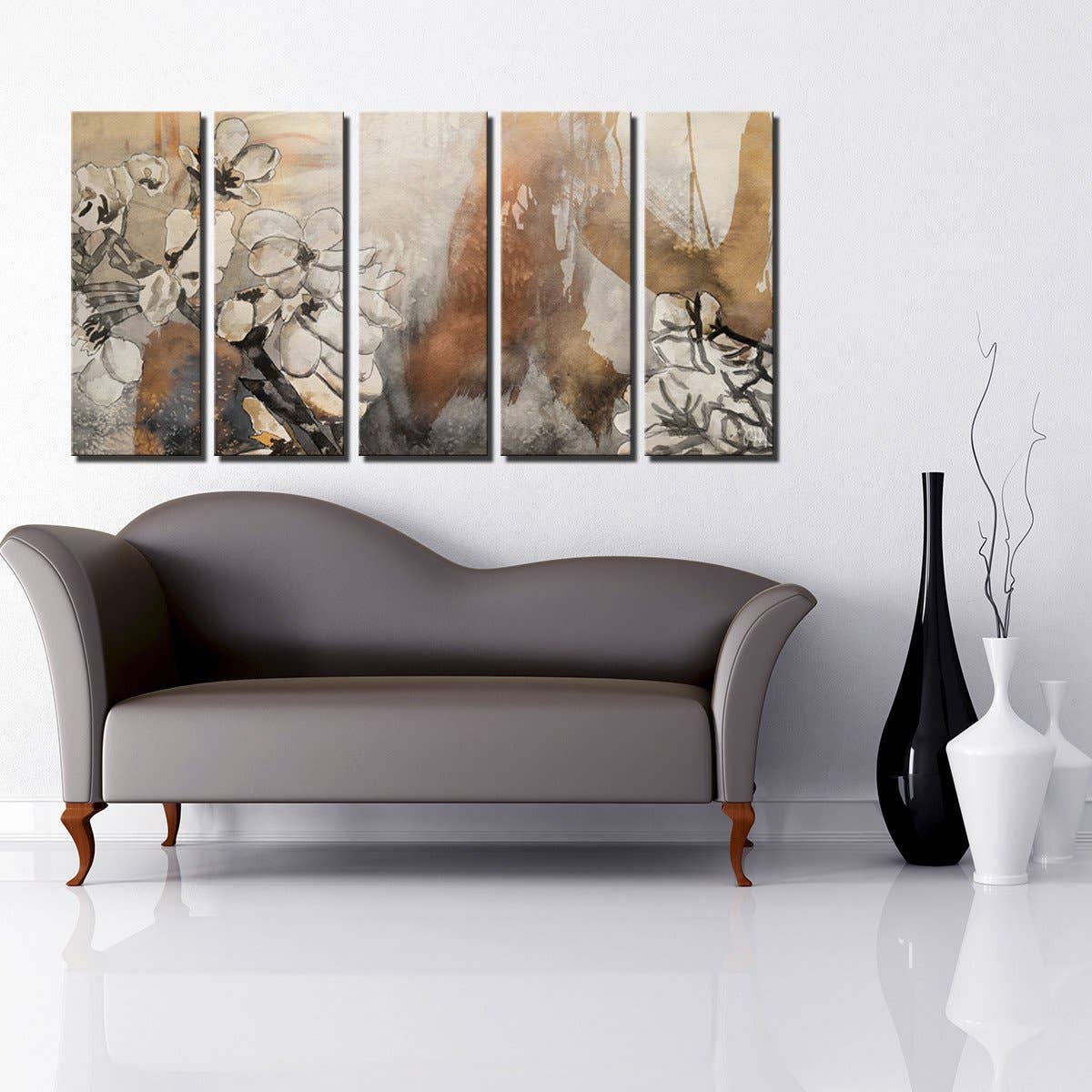 Painted Petals X' Canvas Wall Art: (2) 30 in. High by 30 in. Wide Panels