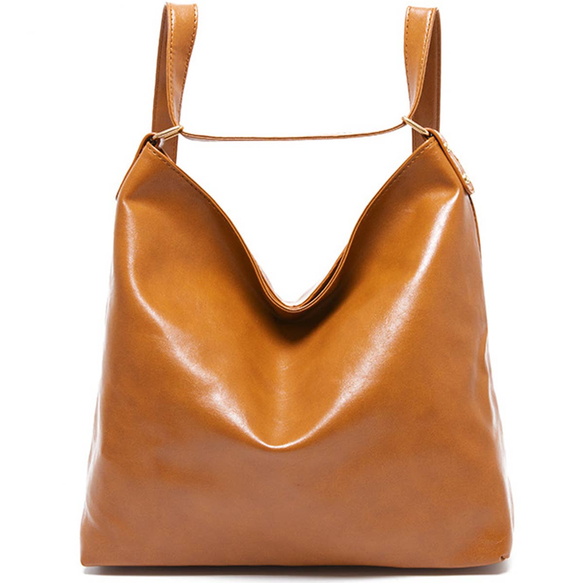 RETRO PU HANDBAG LEATHER BACKPACK FOR WOMEN_CWAB0563: BROWN / (OS) 1