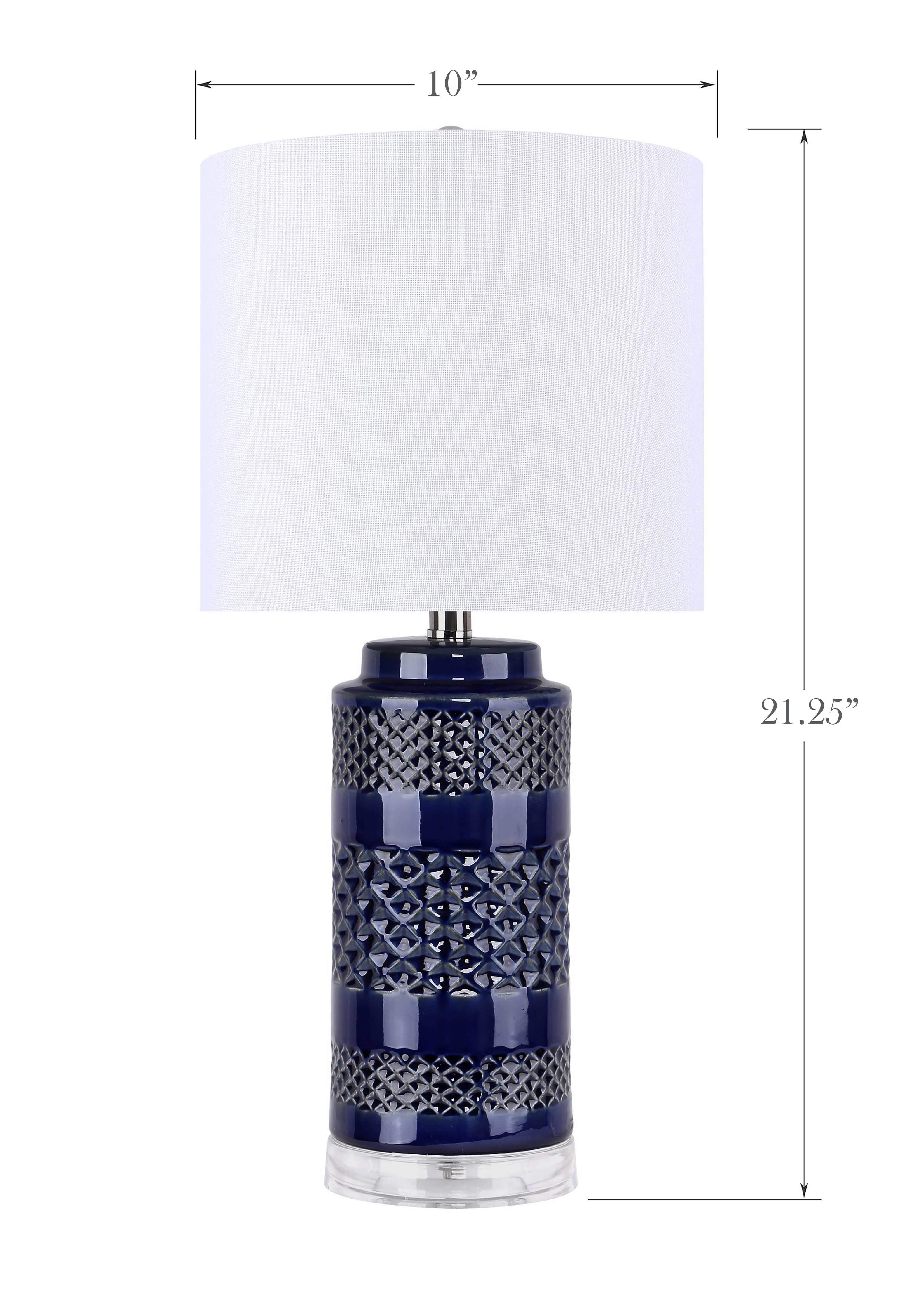 21" Ceramic Table Lamp w/ Cylinder Base & Linen Shade: Soft Teal